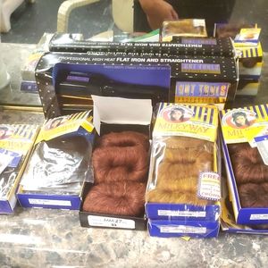 5 packs short 27 piece human hair weave 2 packs milky way 10 pcs free flat iiron